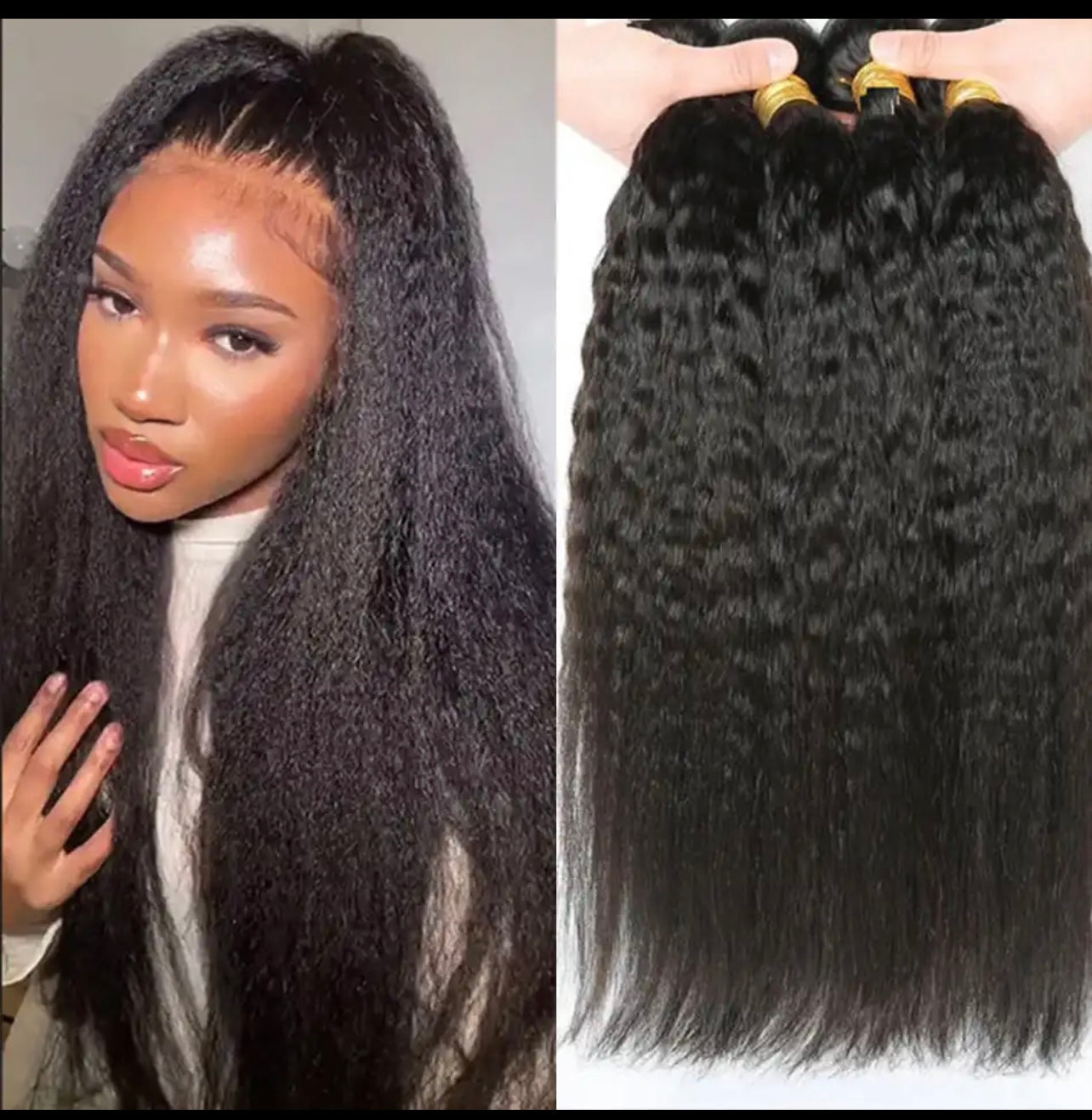 3 Bundles Kinky Straight Peruvian Hair Weave Bundles Raw Human Hair Bundles Virgin For Women