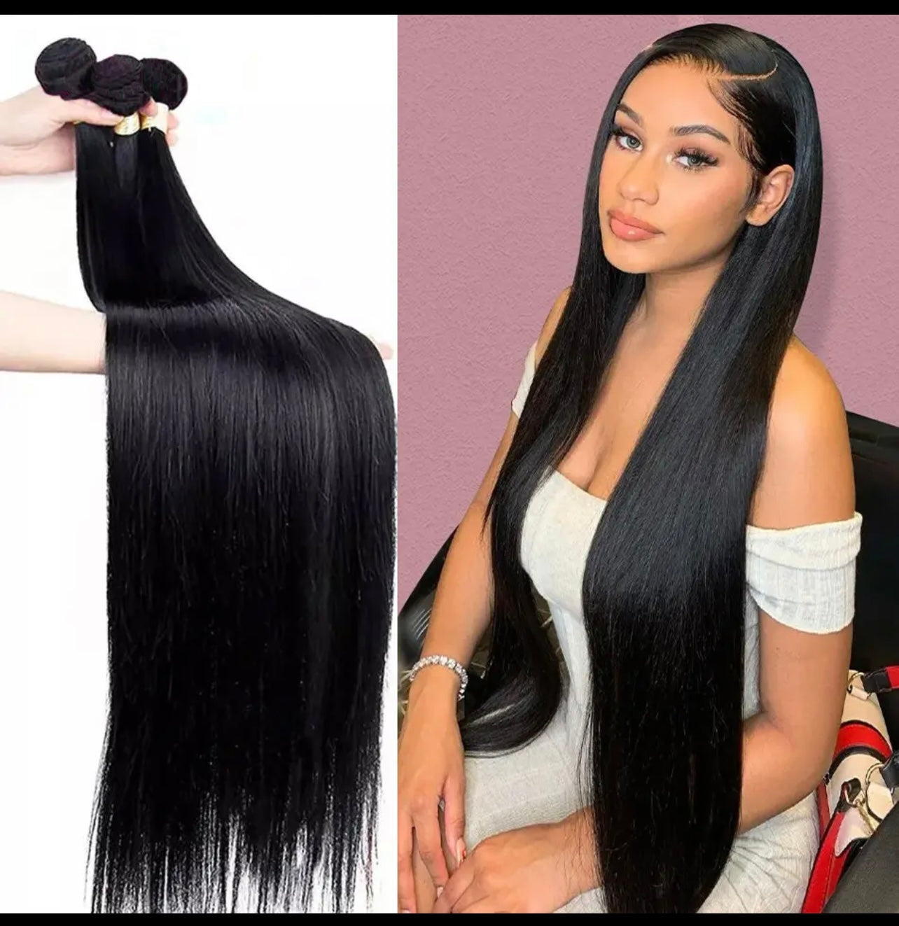 Mirawig2 Straight Human Hair Bundles 30 inch Bundles Long Thick Natural Bundles Brazilian Hair 100g