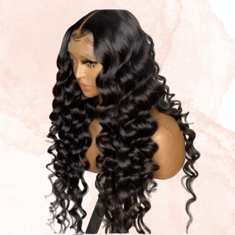 Long Natural Wave Black 180% Density Lace Front Wig