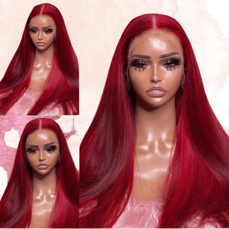 Red Straight Lace Front Human Hair