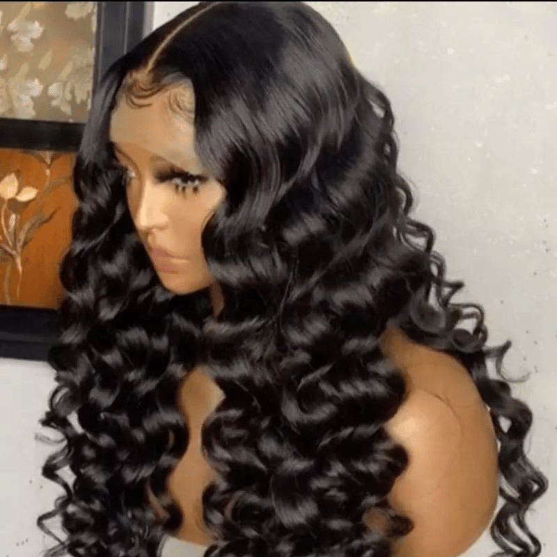 Long Natural Wave Black 180% Density Lace Front Wig