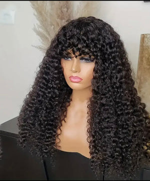 Frange wig curly hair