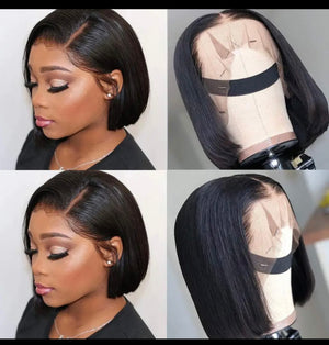 13x4 Lace Frontal Bob Wigs Bone Straight Human Hair Wigs For Black Women Straight Short Bob Wig 8inch